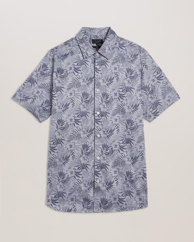 Chemises Ted Baker Tropical Print Jacquard Cotton Bleu Homme | ZMH-03583939